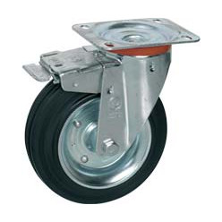 Rubber Caster Plate with Brake 65 to 230kg Ø200mm per piece