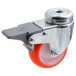 Zwenkwielen met doorvoeropening met rem vooraan in thermoplastisch polyurethaan 40 tot 55kg Ø40x18mm / pce