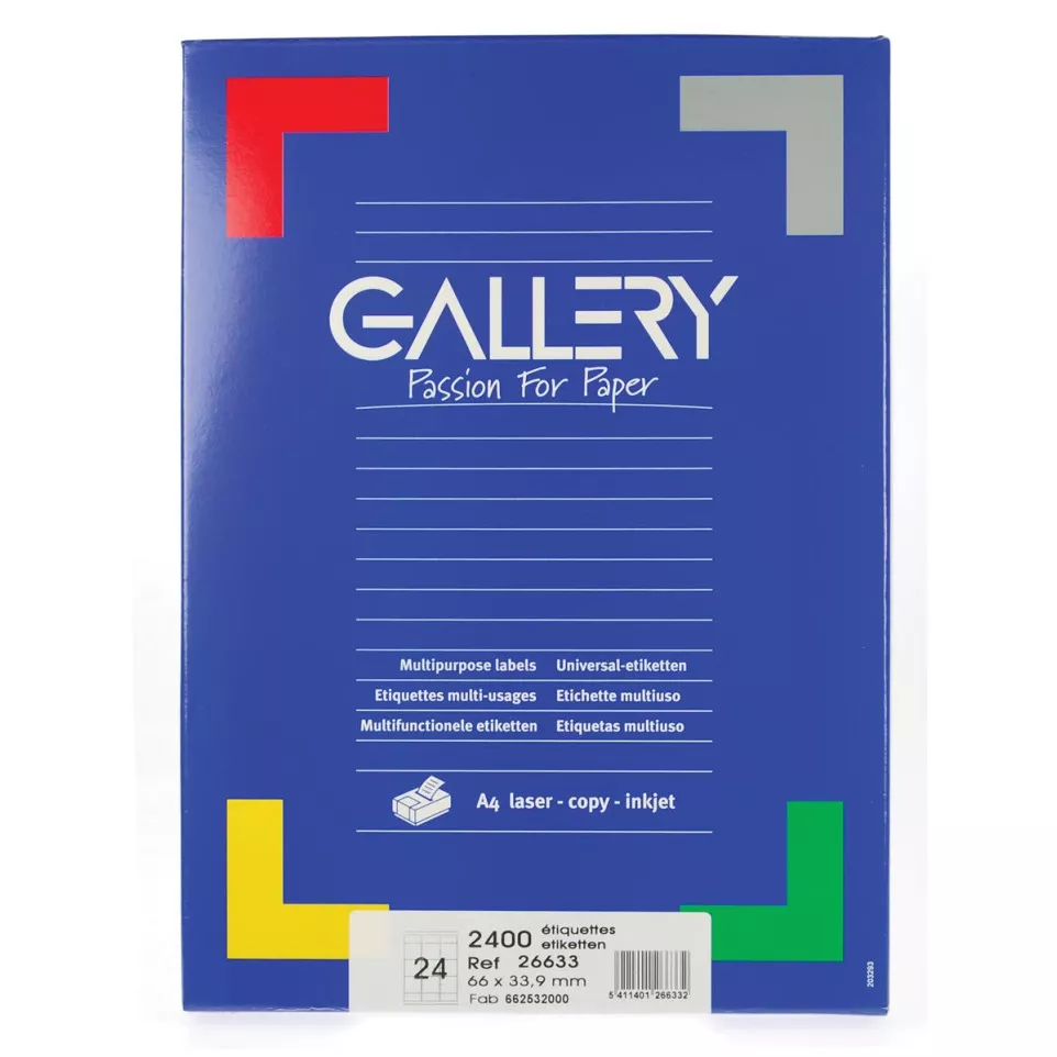 Gallery white labels, size 66 x 33.9...