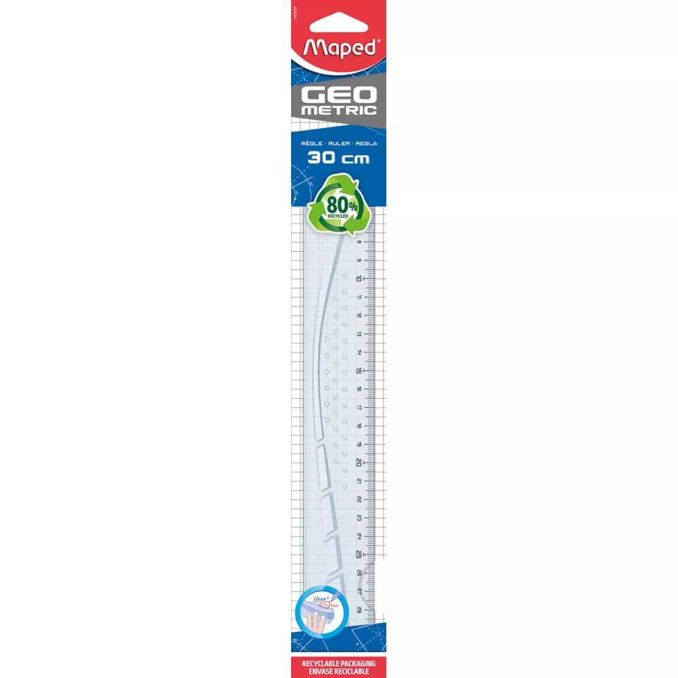 Maped lat Geometric 30 cm, transparant