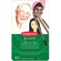 Derwent crayon aquarellable Academy , boîte métallique de 12 pièces en couleurs assorties