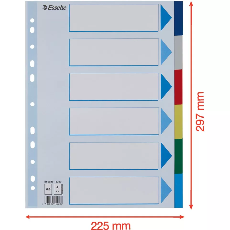 Esselte tabbladen 6 tabs