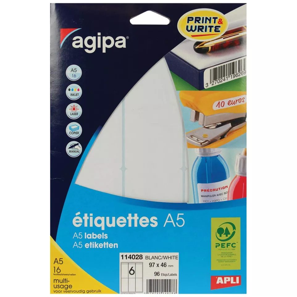 Agipa APLI White Print & Write Labels...