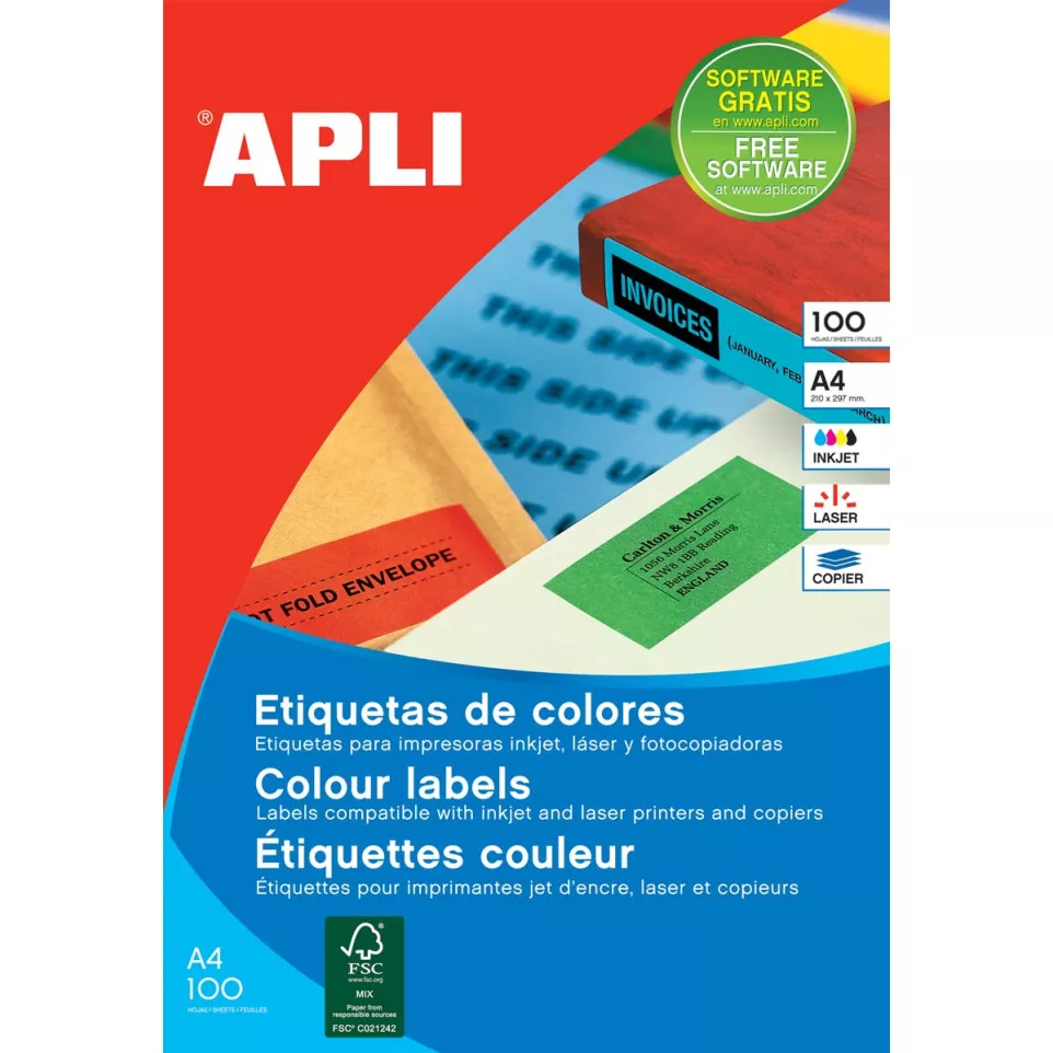 Apli Colored Labels Sheet 105 x 148...