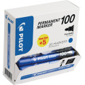 Pilot 100 Permanent Marker Bullet Tip Blue Box of 15 Plus 5 Free Pieces