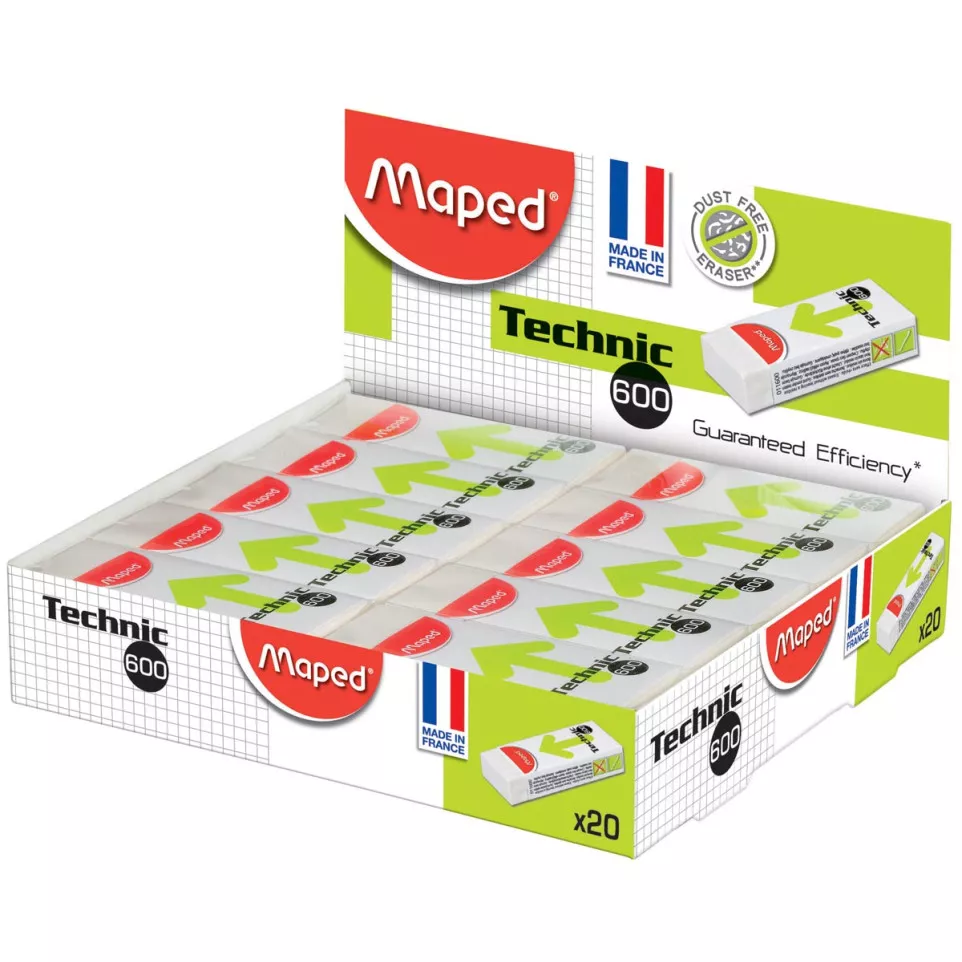 Maped Technic 600 Eraser, White, Box...