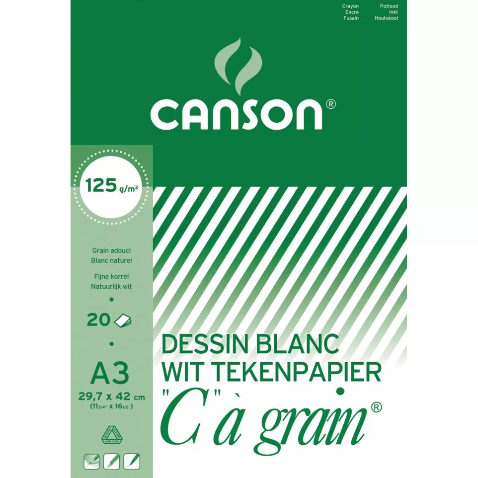 Canson tekenblok C à grain 125 g/m²,...