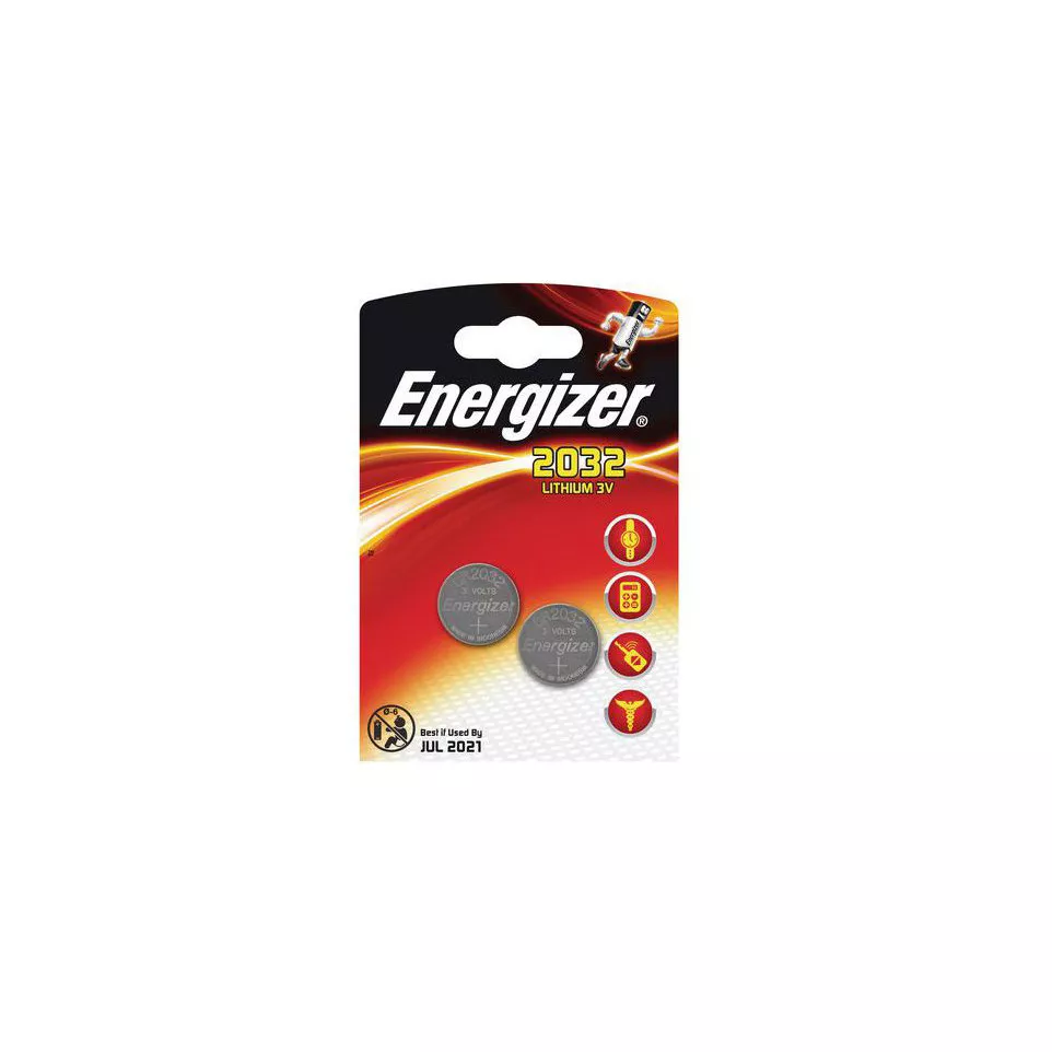 Lithium 3V CR2032 Flat Battery Pack of 2