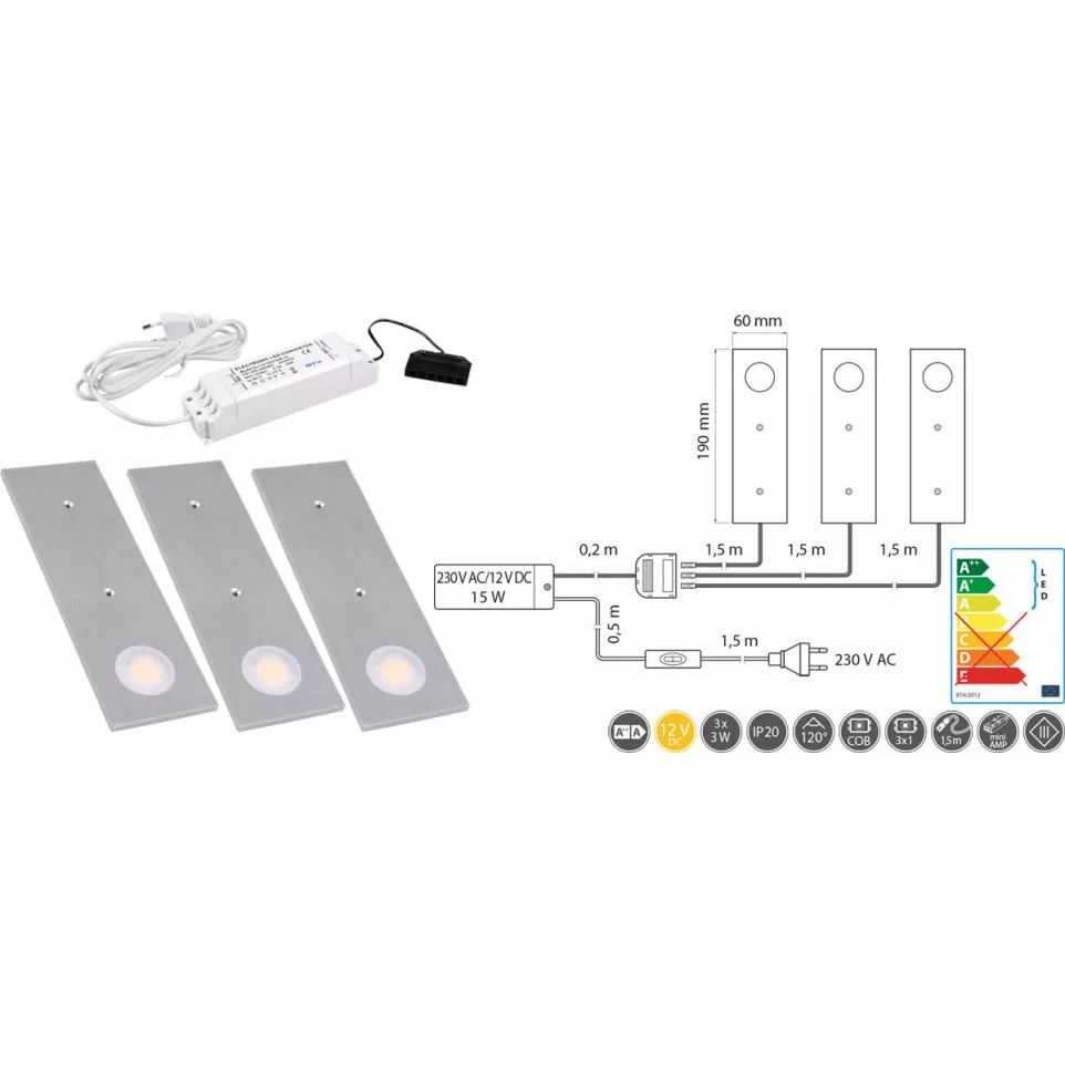 Set van 3 Jovita lange aluminium...