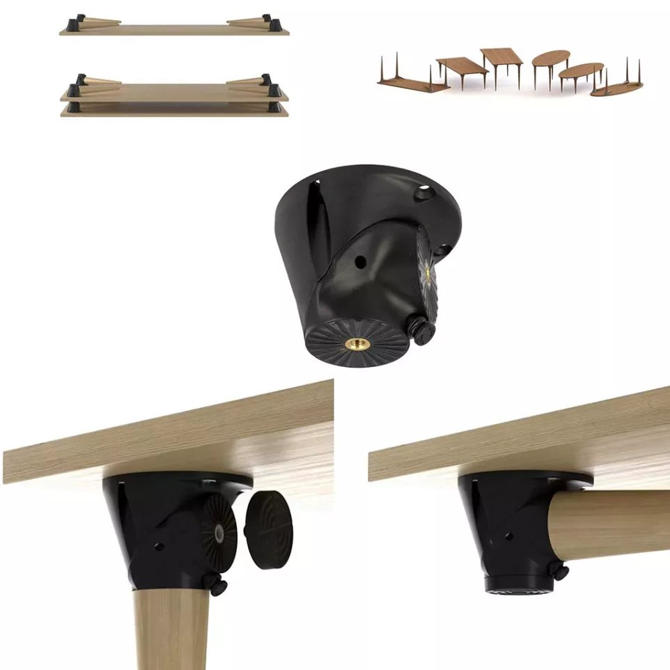 Draaibare adapter voor houten poot...