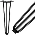pieds de table épingle design industriel lisse laqué noir hauteur 406mm / 4pce