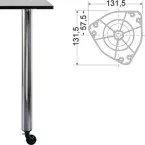 Ronde tafelpoot Ø 80mm met wielen en rem hoogte 710mm inox look / pce