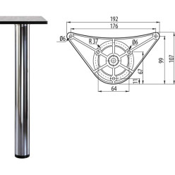Set of 4 Round Table Legs 35R, Stainless Steel, White Textured, Diameter 80mm, Height 710mm / pc