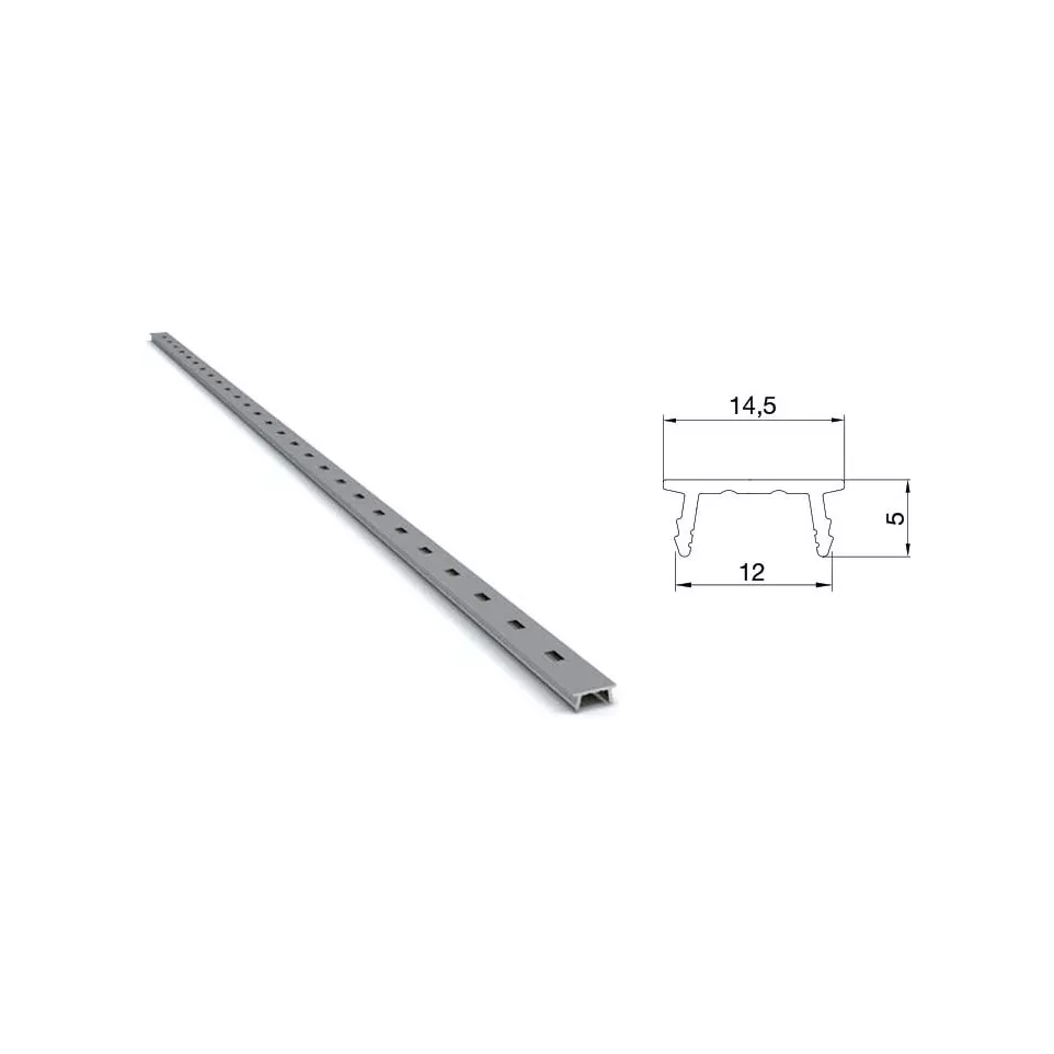 Aluminium rek voor inbouwmontage / 2m