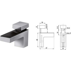 Rectangular Clamp Bracket for Shelf Thickness 0 to 45mm Stainless Steel Look per piece