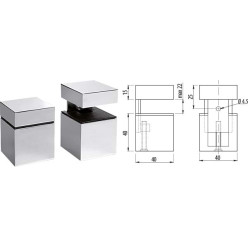 Square Clamp Bracket for Shelf 0 to 22mm Stainless Steel Look / pc