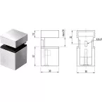 Vierkante beugel met klem voor 0-20mm plank RVS look / pce