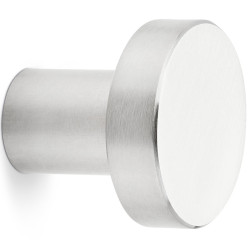 Platte ronde knop op voet Ø30mm, geborsteld roestvrij staal / pce