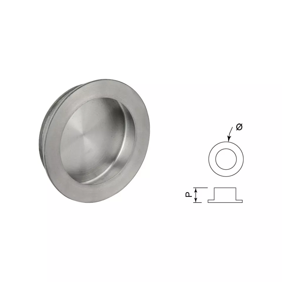Ronde komgreep Ø 60mm geborsteld inox...
