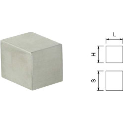 Bouton Kube carré 20x20mm inox massif brossé / pce