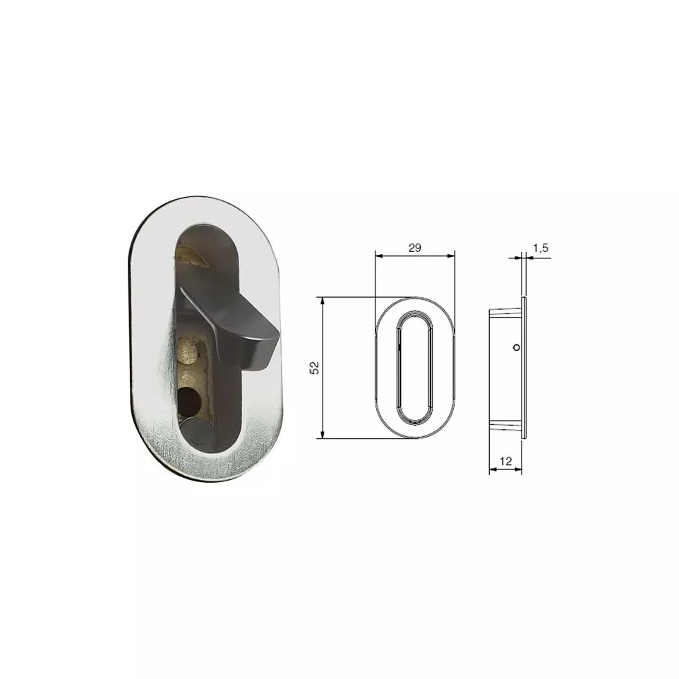 Recessed Finger Pull Handle 52x29mm...