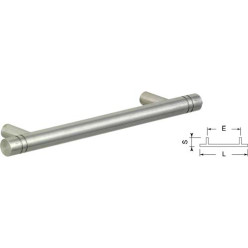 Poignée T 2 lignes Ø10mm 128mm inox brossé / pce