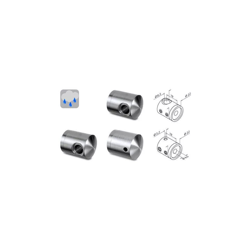 Support de lisse câble Ø3,2mm double...