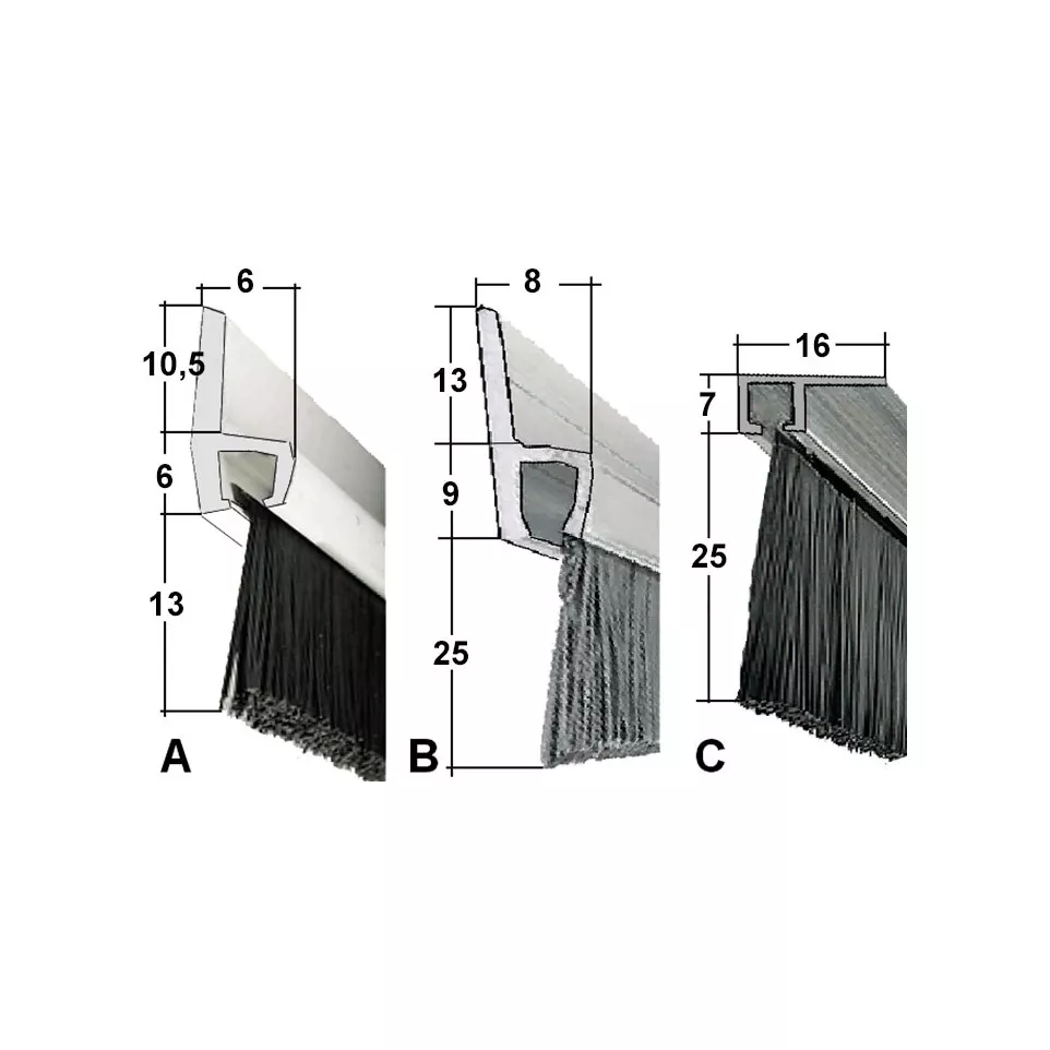 Profil aluminium avec brosses GEZU...