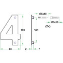 Flat Black Number "0" 120mm per piece