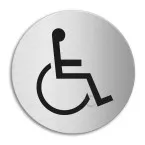 Self-Adhesive Stainless Steel Wheelchair Symbol Pictogram Diameter 100mm Thickness 1mm per piece