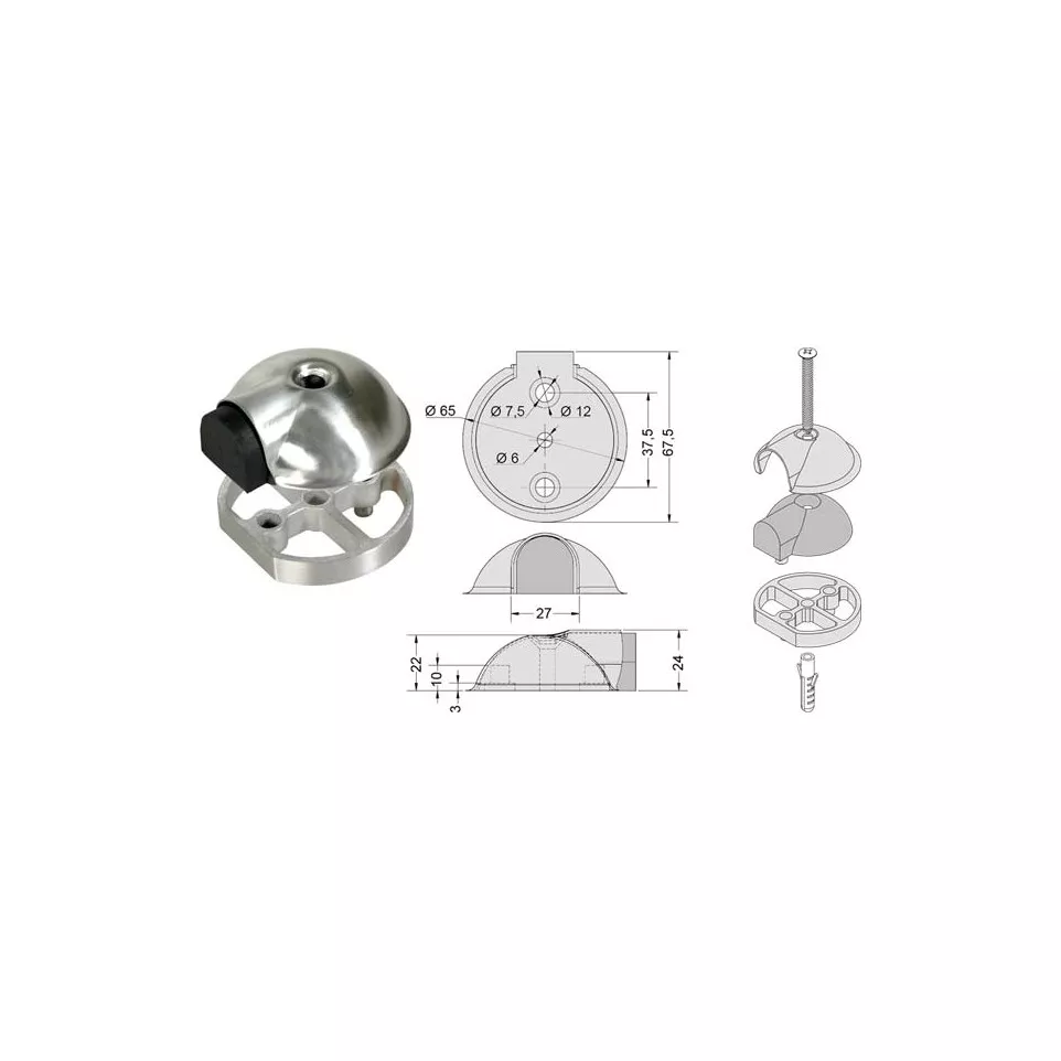 Bovenplaat 10mm voor DOME geborsteld...