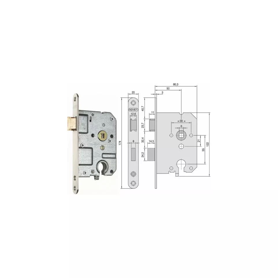 Nemef 1269 Mortise Lock / pc