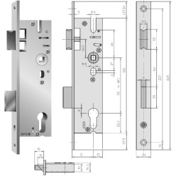 Single Point Door Lock for Cylinder No. 28PZW Faceplate 245x24 mm 40mm Backset 92 mm Centres 1 Turn per pc
