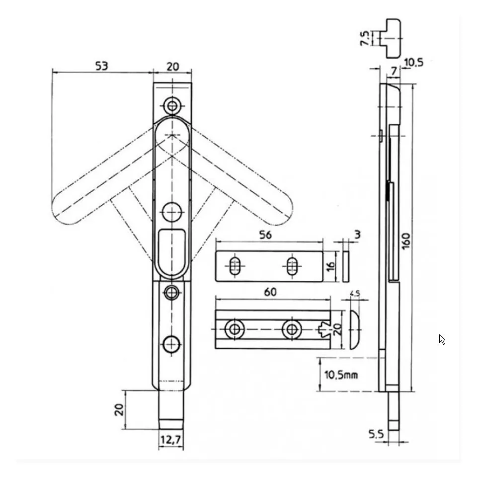 Verrou pour PVC KTR 8033-1/31 double...