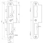 Gâche avec guide pour serrure ES21/20 - inox 2mm DIN L / pce