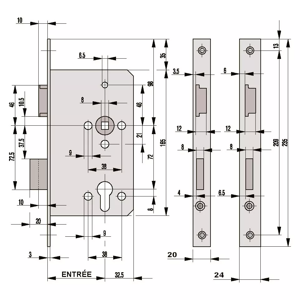 BKS 6031 Standard DIN Mortise Lock...