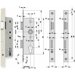 Slot DIN smal BKS 0007 45/72 rechts/DIN L PZ / pce