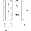 Security Escutcheon Set 325 Narrow 72PZ Waxed Tin Brass Finish per piece
