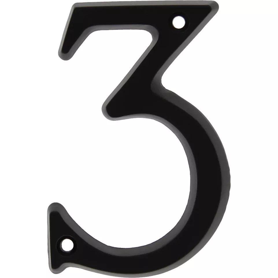 Huisnummer "3" aluminium zwart 95mm /...