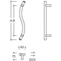 Tirant de porte S Ø25 450mm gauche - inox / pce