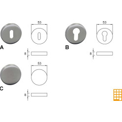 Paar Inox ronde rozetten L&L OfficePZ / pce