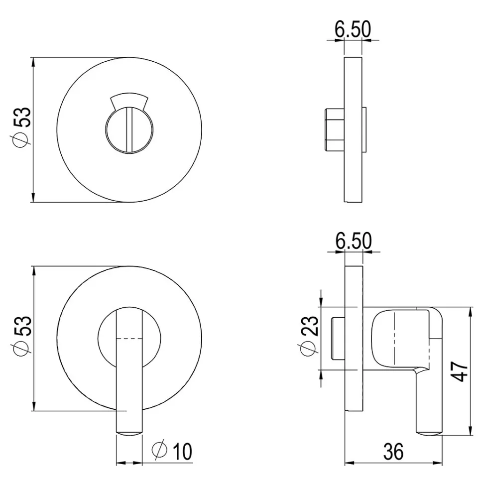 Vrij/bezet WC-rozetten Ø53 x 6mm...