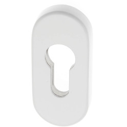 Rosace de sécurité ovale PZ épaisseur 9mm Alu F12 blanc ~ RAL9016 / pce