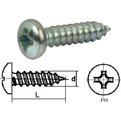 Vis à tôle acier zingué tête cylindrique DIN 7981C Ø3,9x16mm / 200pce