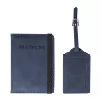 TwinPass donker blauw  RPU paspoort en kofferlabel set 