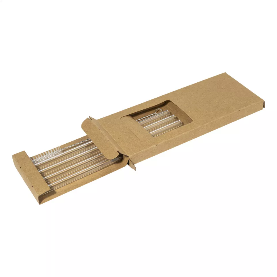 Borosip transparent  glass straw set 