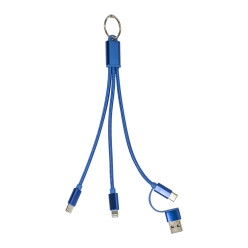 Rafob blauw  Sleutelhanger USB oplader kabel 