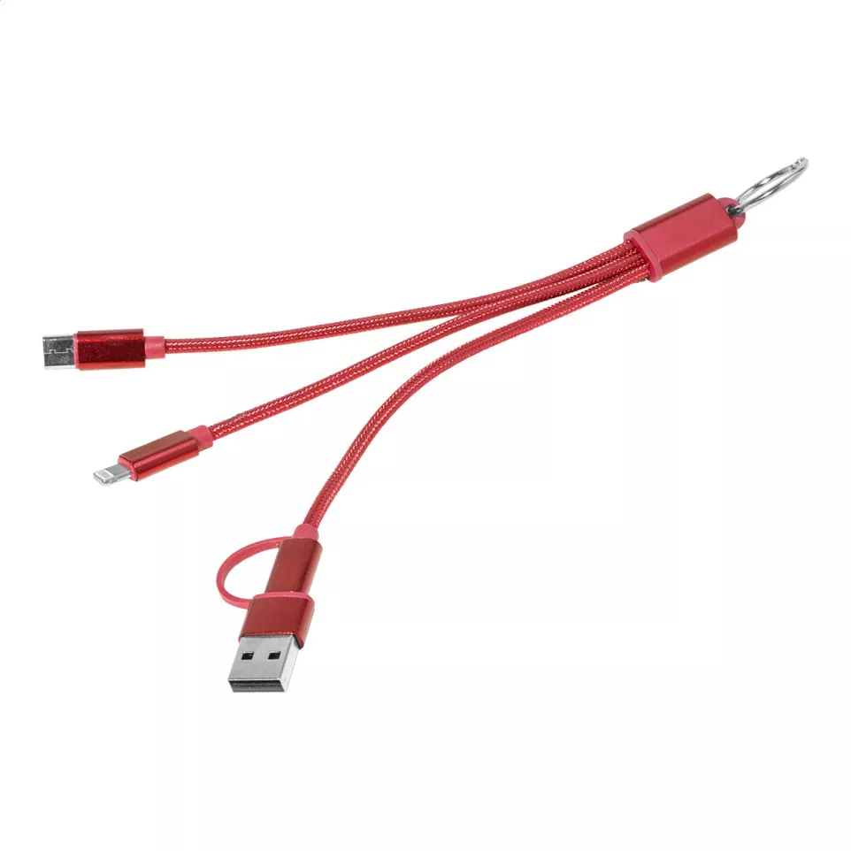 Rafob red  keyring USB charger cable 