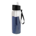 Fitmax bleu  Bouteille de sport en RPET avec serviette 
