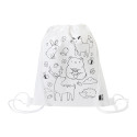 Zocolo white  RPET colouring drawstring bag, animals 